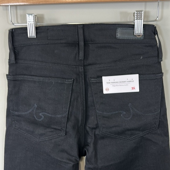 AG JEANS Farrah Skinny Ankle in Luminous Super Black High Rise Sz 25 NEW - Picture 8 of 13